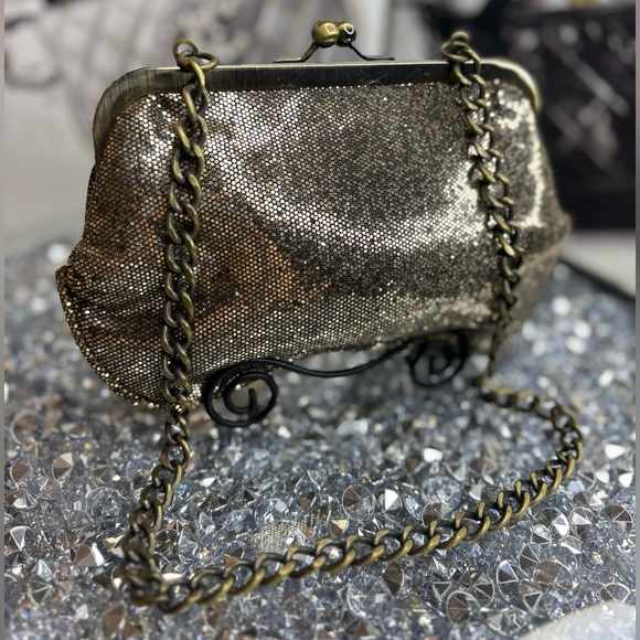 Express Handbags - Express gold sequined evening bag clutch EUC